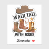 Cowboy LOPEN GROOT MET JEZUS Christelijk Sticker (Vel)