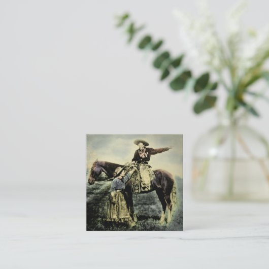 Cowboy Love  Magic Lantern Slide Vierkante Visitekaartje (Staand voorkant)