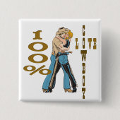 Cowboy Love Vierkante Button 5,1 Cm (Voorkant)