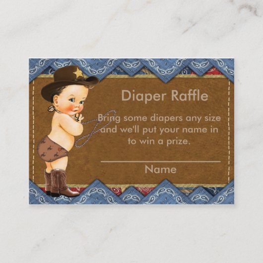 Cowboy Luier Raffle Insert Informatiekaartje (Voorkant)