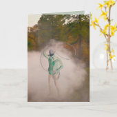 Cowboy man roping stirring up dust out west kaart (Gele Bloem)