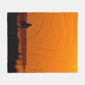 Cowboy Mannen paard rijdt op zonsondergang  west Fleece Deken (Voorkant (Horizontaal))