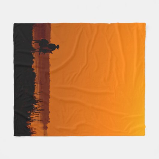 Cowboy Mannen paard rijdt op zonsondergang west Fleece Deken (Voorkant (Horizontaal))
