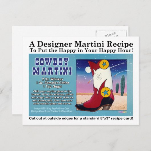 Cowboy Martini Recept Briefkaart (Voorkant / Achterkant)