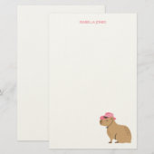 Cowboy meisje capibara dier kinder briefpapier (Voorkant / Achterkant)