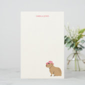Cowboy meisje capibara dier kinder briefpapier (Staand voorkant)