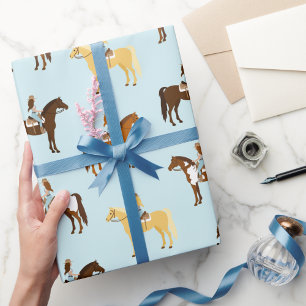 Cowboy Meisje paardrijden Cadeaupapier