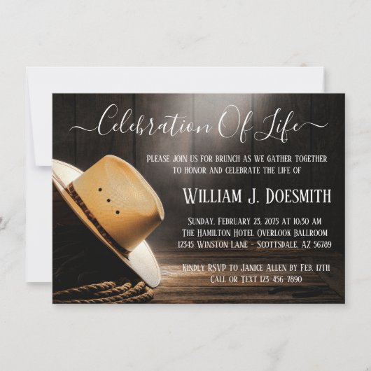 Cowboy Memorial Funeral Service Aankondiging (Voorkant)