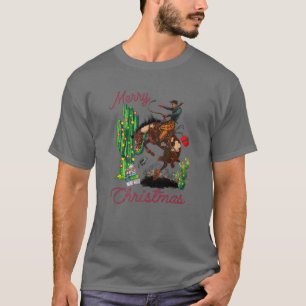 Cowboy Merry Kerstwoestijn Cactus Lasso Western T-shirt