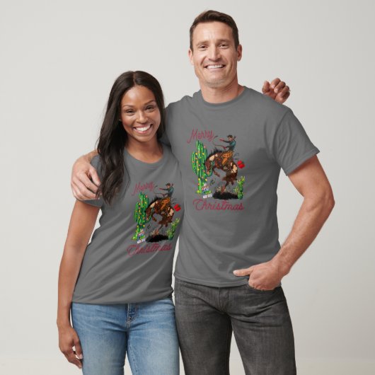Cowboy Merry Kerstwoestijn Cactus Lasso Western T-shirt (Unisex)