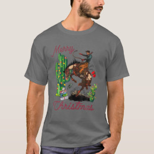Cowboy Merry Kerstwoestijn Cactus Lasso Western T-shirt