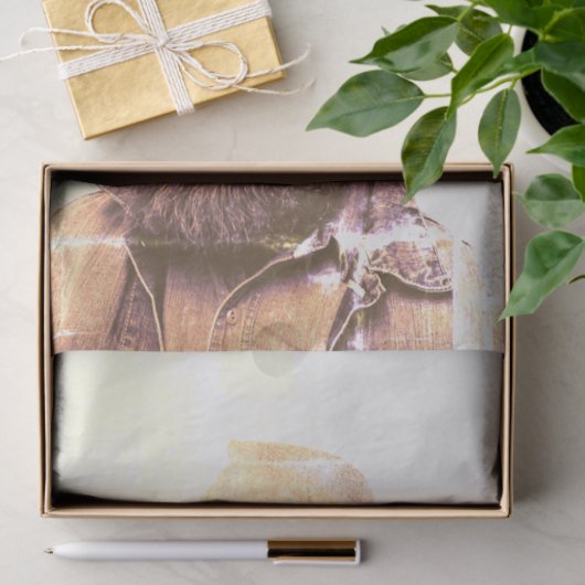 cowboy met beard Sepia verhit Tissuepapier (Geschenk)