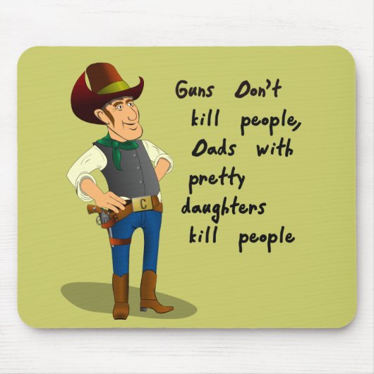 Cowboy met  Dochter Mousepad Muismat (Voorkant)
