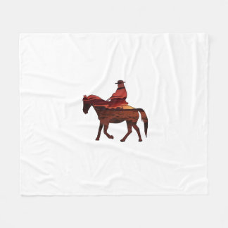 Cowboy met dubbele belichting woestijnlandschap Wi Fleece Deken