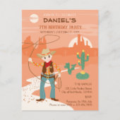 Cowboy met een lasso en cactussen kinderen Verjaar Uitnodiging Briefkaart (Voorkant)