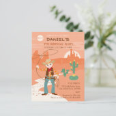 Cowboy met een lasso en cactussen kinderen Verjaar Uitnodiging Briefkaart (Staand voorkant)