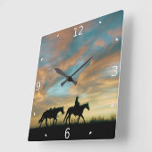 COWBOY MET HORSE VIERKANTE KLOK (Hoek)