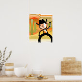 Cowboy met lasso en cactus poster (Keuken)