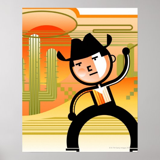 Cowboy met lasso en cactus poster (Voorkant)