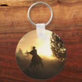 Cowboy met Lasso in Sunset Sleutelhanger (Voorkant)