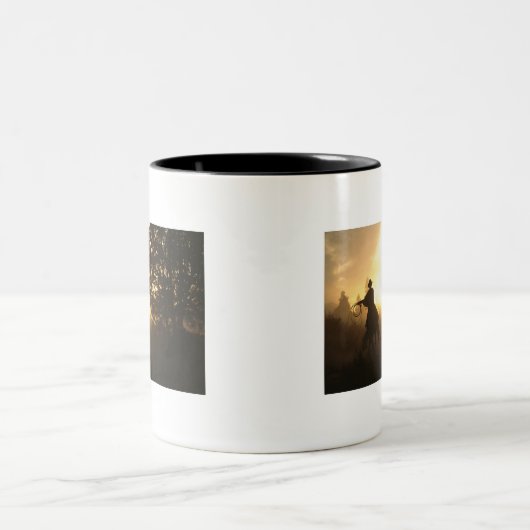 Cowboy met Lasso in Sunset Tweekleurige Koffiemok