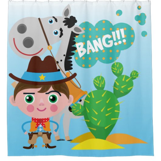 Cowboy met paard douchegordijn (Voorkant)