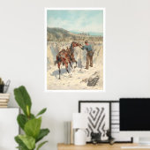 Cowboy met paard in Arroyo... (1324) Poster (Thuiskantoor)