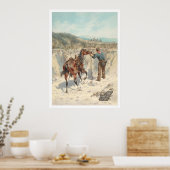 Cowboy met paard in Arroyo... (1324) Poster (Keuken)