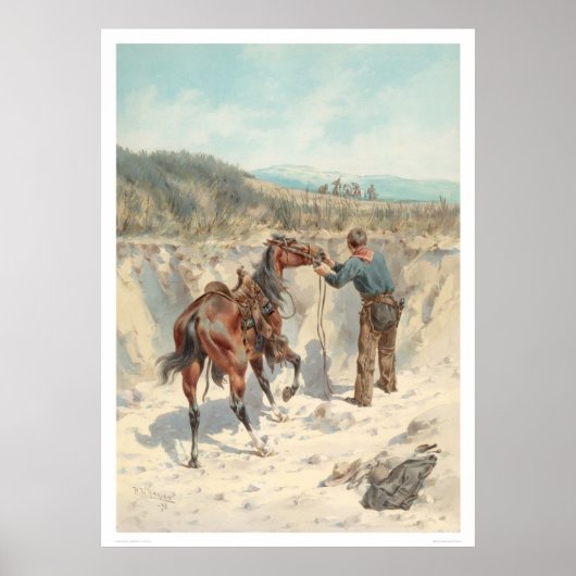 Cowboy met paard in Arroyo... (1324) Poster (Voorkant)