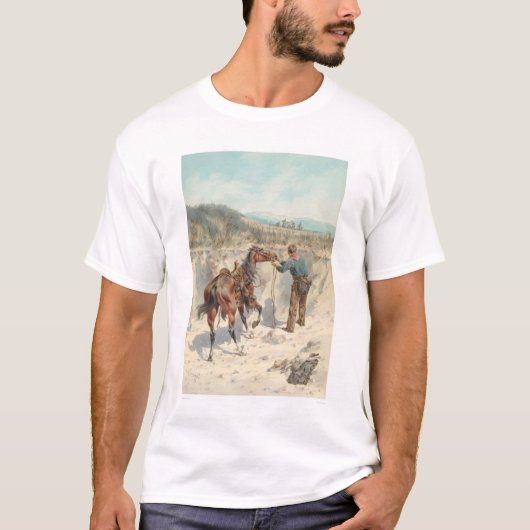 Cowboy met paard in Arroyo... (1324) T-shirt (Voorkant)