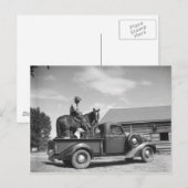 Cowboy met paard in een vrachtwagen briefkaart (Voorkant / Achterkant)