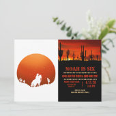 Cowboy met paard Wild West sunset landschap Kaart (Staand voorkant)