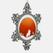 Cowboy met paard Wild West sunset landschap Tin Sneeuwvlok Ornament (Links)