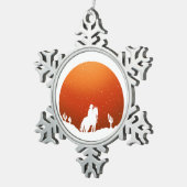 Cowboy met paard Wild West sunset landschap Tin Sneeuwvlok Ornament (Rechts)