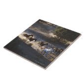 Cowboy met paarden tegeltje (Zijkant)