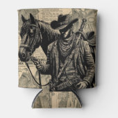 Cowboy met paardenzadels westerne kunst blikjeskoeler (Voorkant)