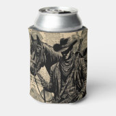 Cowboy met paardenzadels westerne kunst blikjeskoeler (Blikje Achterkant)