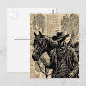 Cowboy met paardenzadels westerne kunst briefkaart (Voorkant / Achterkant)