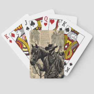 Cowboy met paardenzadels westerne kunst pokerkaarten