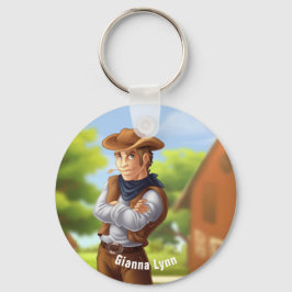 Cowboy met Pet monogrammen Sleutelhanger
