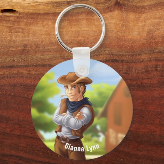 Cowboy met Pet monogrammen Sleutelhanger (Voorkant)