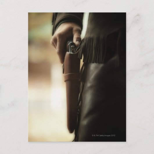 Cowboy met pistool in holster briefkaart (Voorkant)