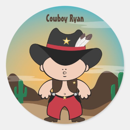 Cowboy met sheriff pet Sticker (Voorkant)