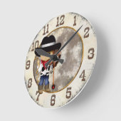 Cowboy met Stick Horse Clock Ronde Klok (Hoek)