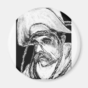 Cowboy met touw B&W2 jGibney Het MUSEUM Zazzle Gi Magneet