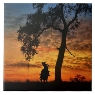 Cowboy met Western paardenland Tegeltje