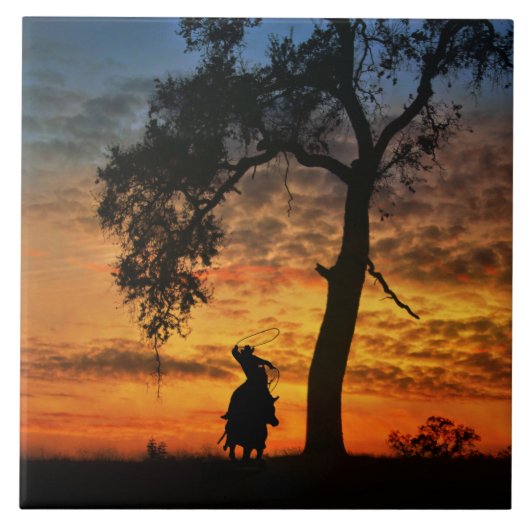 Cowboy met Western paardenland Tegeltje (Voorkant)