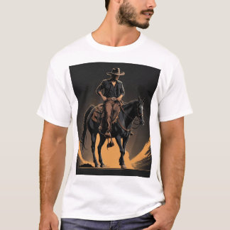 Cowboy met zijn paard t-shirt