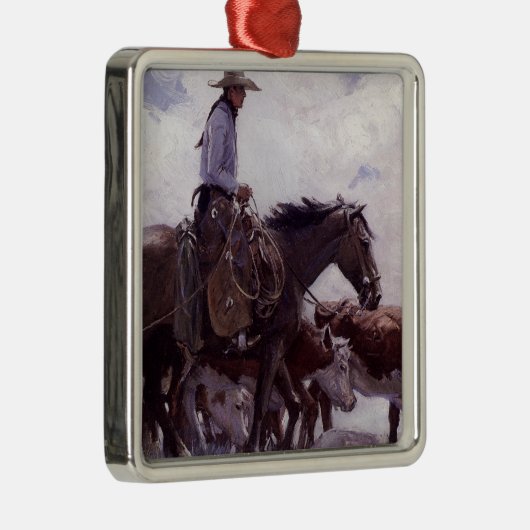  cowboy met zijn vee van Koerner Metalen Ornament (Rechts)