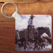  cowboy met zijn vee van Koerner Sleutelhanger (Voorkant)